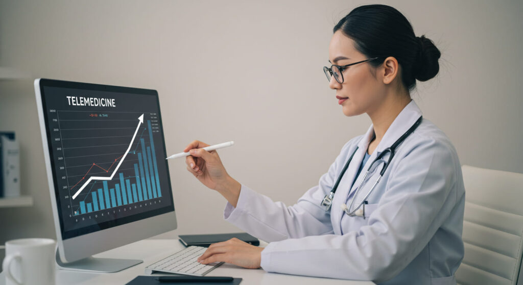 Doctora analizando datos