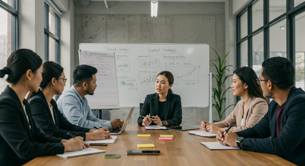 Grupo de personas revisando finanzas
