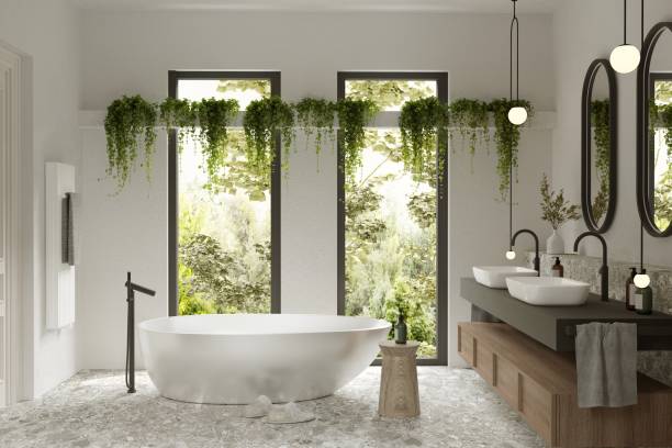 Baño con helechos
