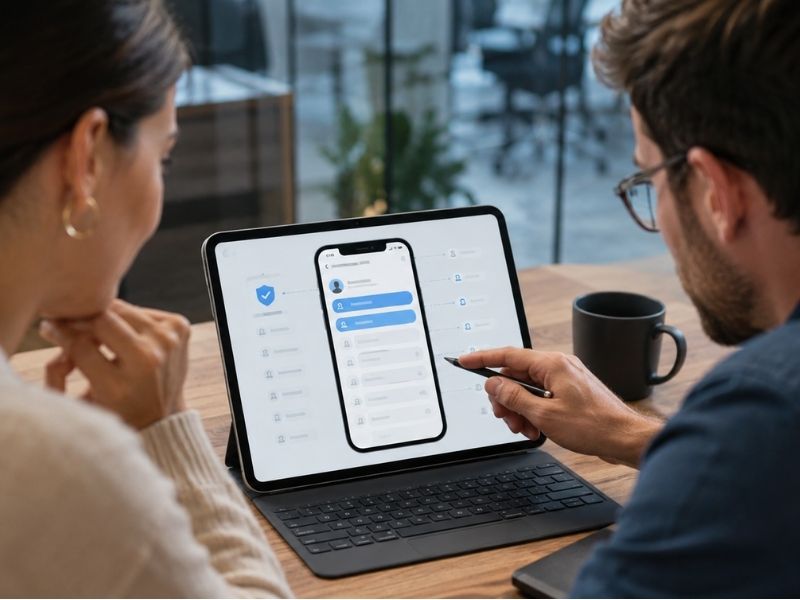 Alt text: Equipo revisando qué datos personales son necesarios en un programa de lealtad para aplicar privacidad por diseño desde el registro.